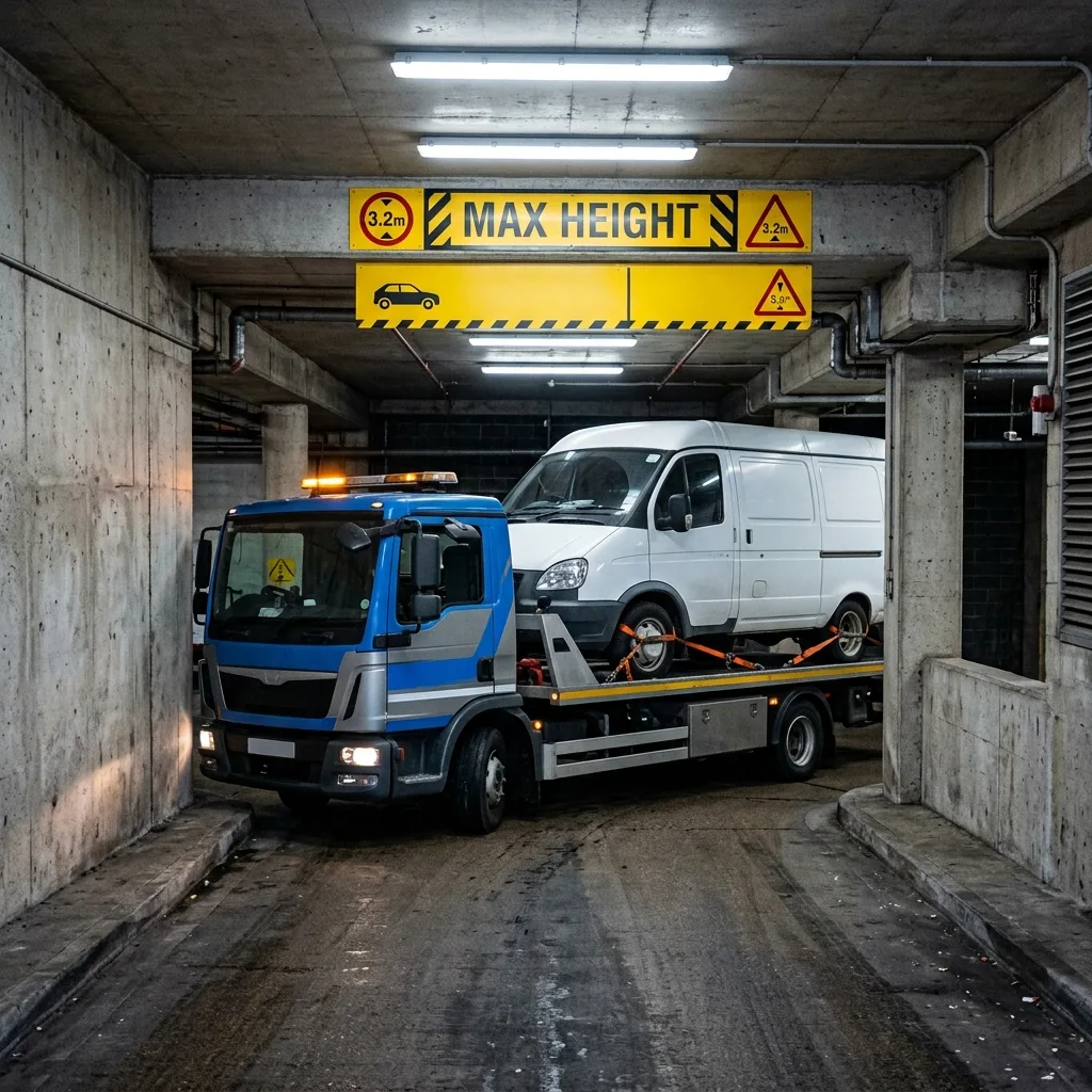 Эвакуация коммерческого транспорта Газели из подземного гаража с ограниченным пространством