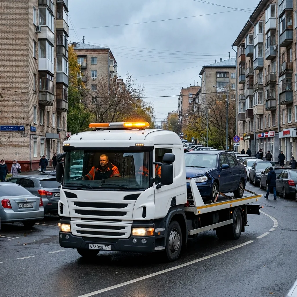 Эвакуатор оперативно прибыл на адрес для перевозки бытовки